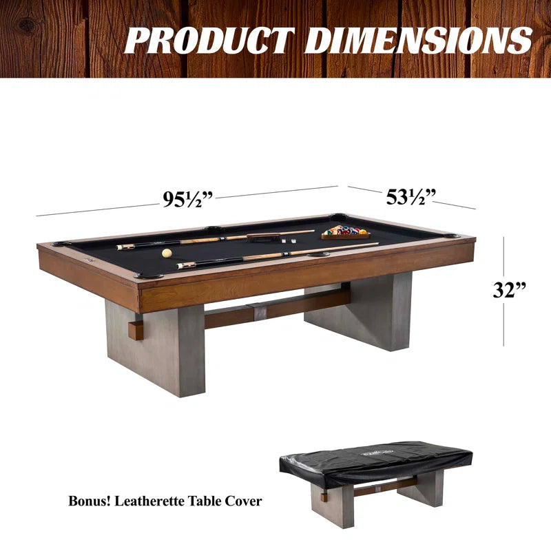 Barrington Billiards 8' Urban Slate-Tech Drop Pocket Table with Cover, Pool Ball and Cue Stick Set