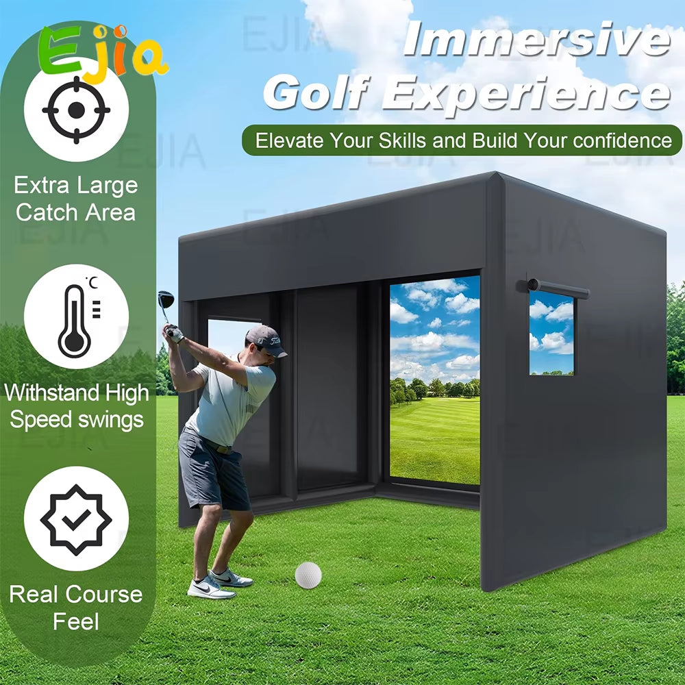 Stock 13Ft Inflatable Golf Simulator Enclosure Indoor/Outdoor Golf Practice Swing Tent with Projection Screen for All Skills