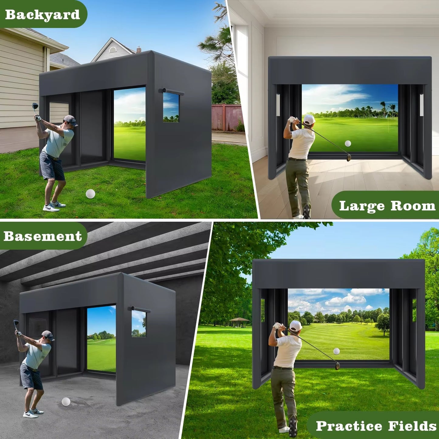 Stock 13Ft Inflatable Golf Simulator Enclosure Indoor/Outdoor Golf Practice Swing Tent with Projection Screen for All Skills